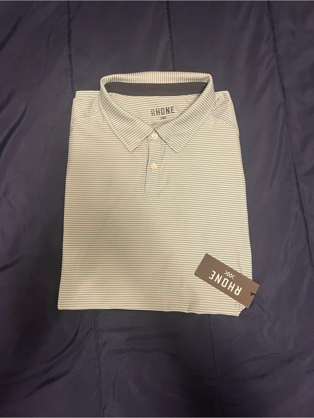 NWT Rhone Commuter Polo Men's XL - Fern Green Stripe